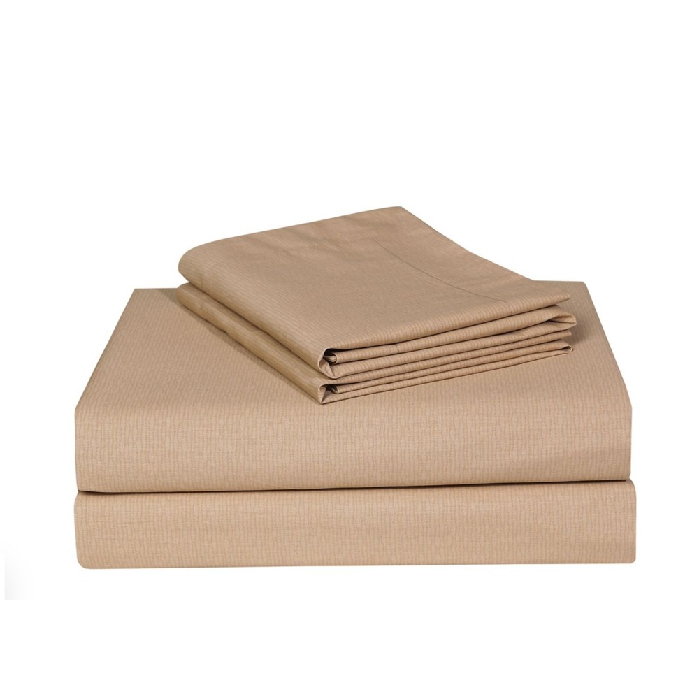 Demi-Dusk Brown 100% Cotton Sheet Set with‎ Pillowcase Queen Minimalist Luxury